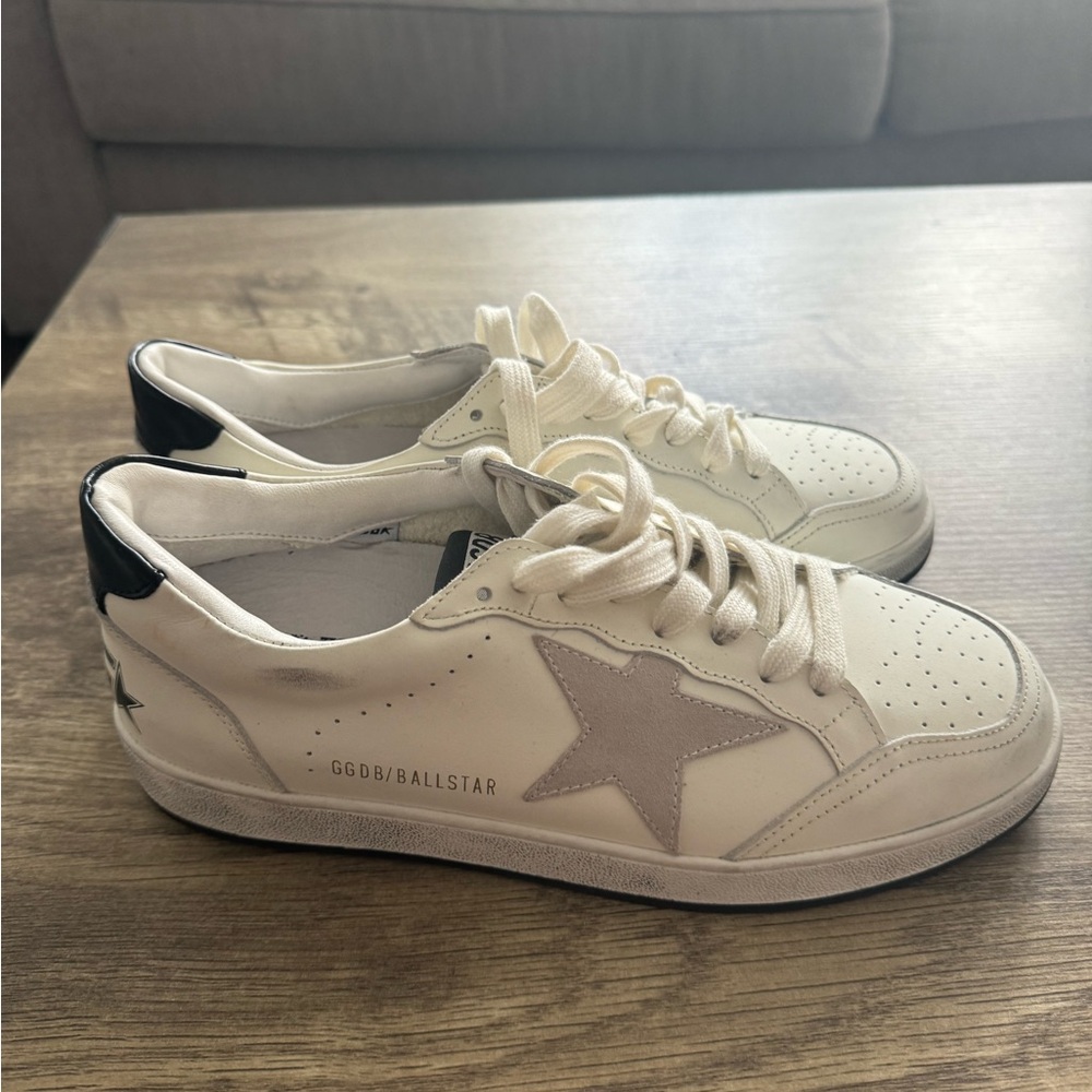 Golden Goose White and Black Sneakers